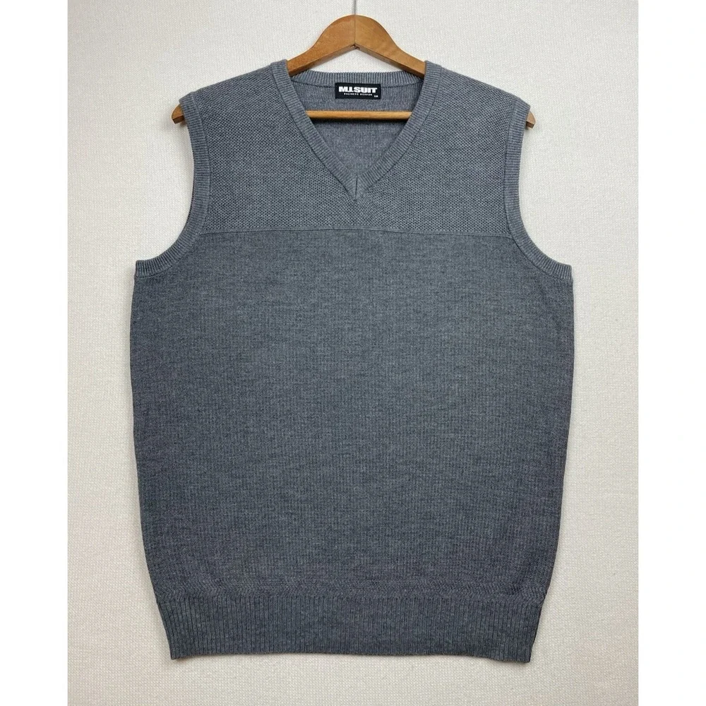 M.I.SUIT Business Weapon Mens Gray Sweater Vest L Preppy Layer Academia Capsule‎